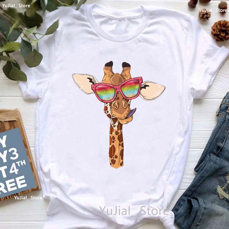 Kawaii Alpaca With Flowers And Coffee Print T Shirt Girls Summer Short Sleeve Tshirt Femme Fashion Tops Tee Shirt Female