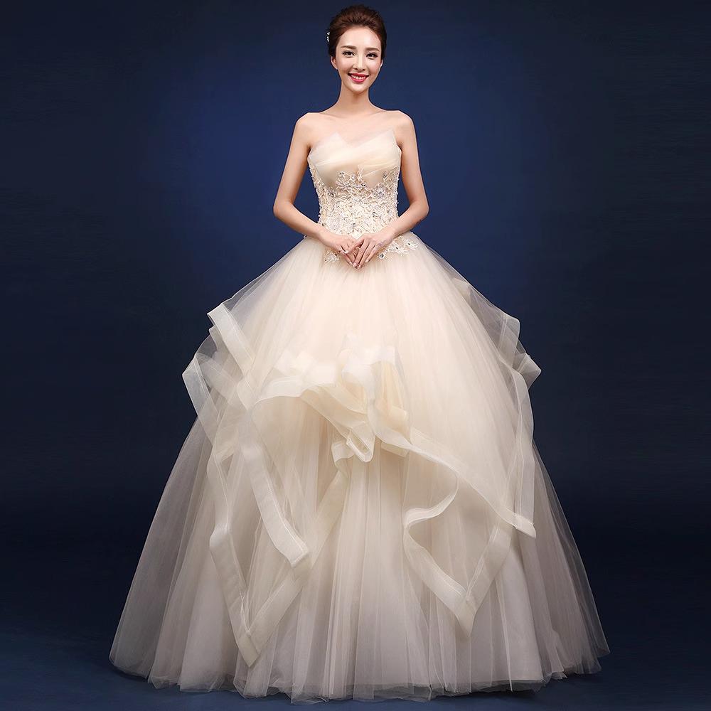 2025 Strapless Korean Style Ball Gown: Slim Fit & Floor-Length Maternity Wedding Dress for Plus Size Women