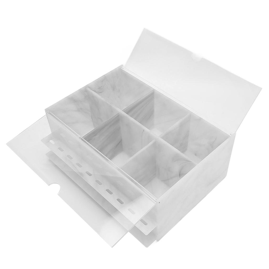 Acrylic Dustproof Storage Box 10 Holes Marble Texture Compartment Eyelash Grafting Accessories Case