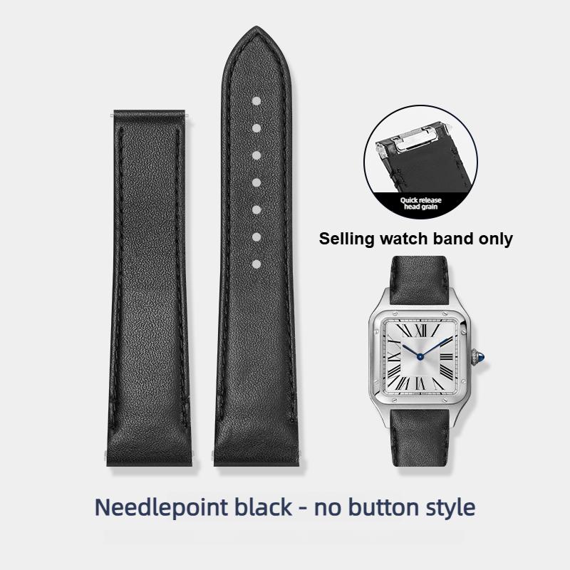 Quick-Release Cow Leather watchband For Cartier Santos  WSSA0009 WSSA0029 Men women replacement watch strap 19mm 21mm Black blue