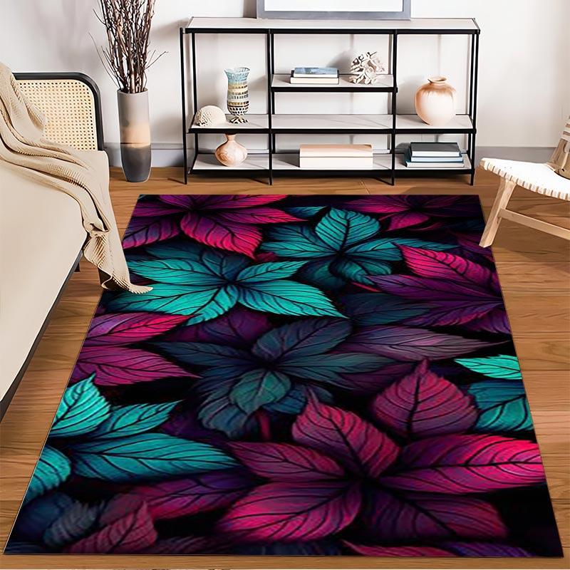 Colorful Tropical Leaves Pattern Carpet for Living Room Decor Suitable for use as an anti-slip for living room bedroom sofas