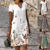 Abiti casual con scollo a V a maniche corte primavera estate moda donna