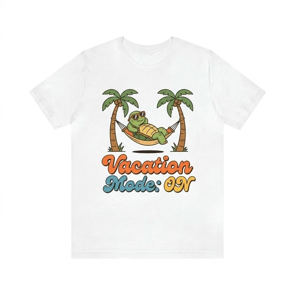 Vacation Mode: ON T-Shirt | Funny Turtle Beach Tee | Retro Summer Graphic Shirt XS