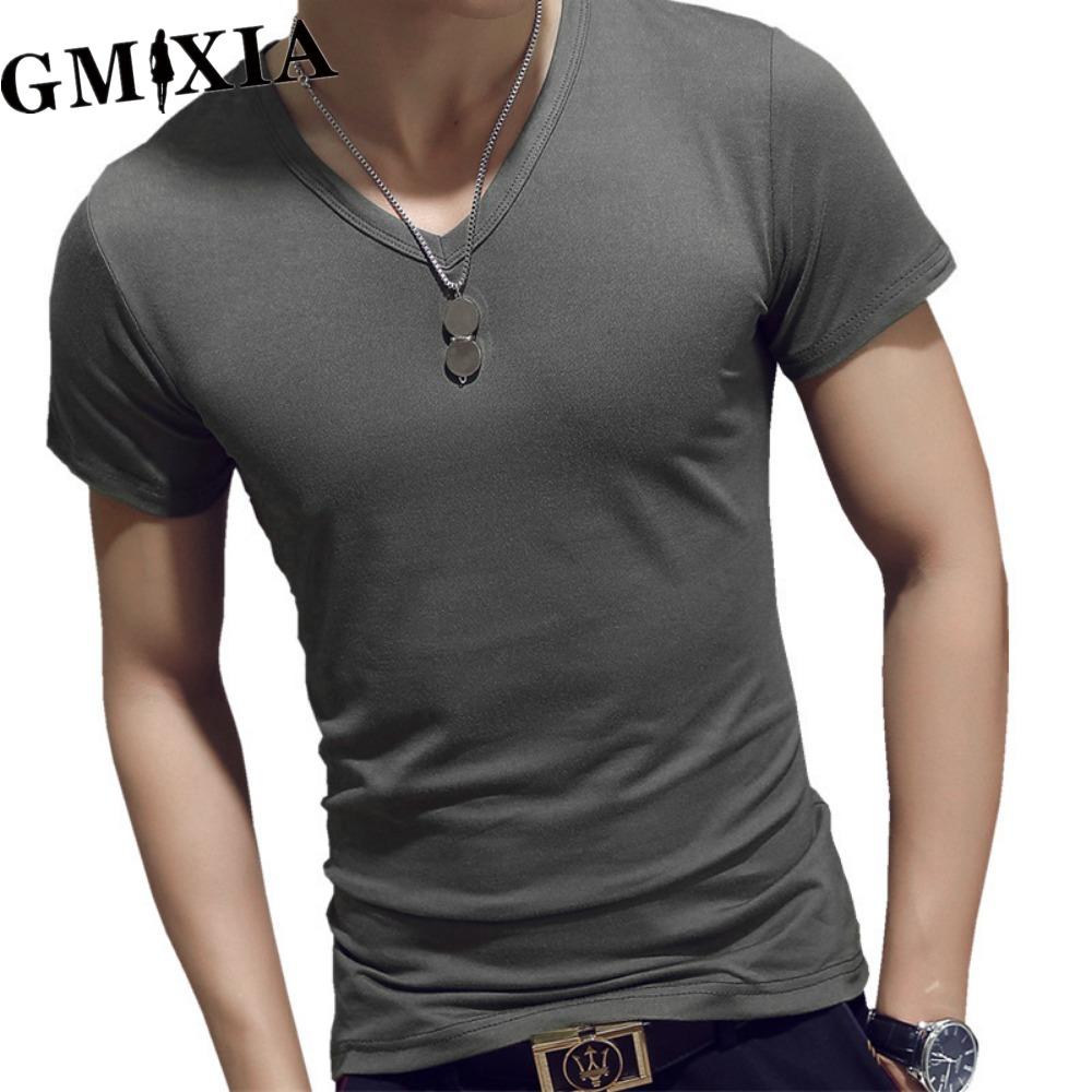 GMXIA Men's fashion casual solid color print Tops & T-shirts Shirt