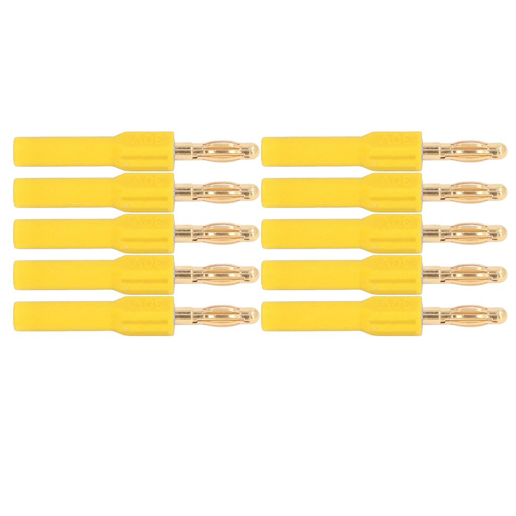 10Pcs Banana Plug 4.0mm Male To 2mm Female Connector 30V AC 60V DC 32A for Testing Yellow