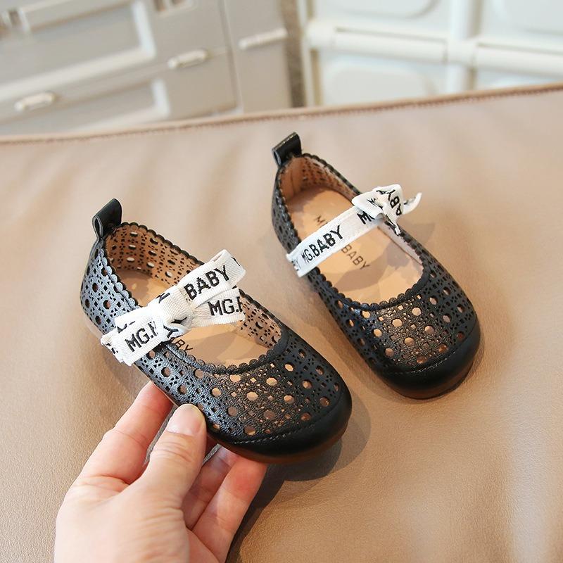 

New Spring Girls Princess Shoes, Soft Sole Hollow Breathable Sandals, Kids Small Leather Shoes for Toddlers 21 чёрный