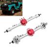 RC Axle Assembly Set Aluminum Alloy Front and Rear Axle for SCX10 II 90046 90047 1/10 RC Crawler Upgrade Parts Silver and Red