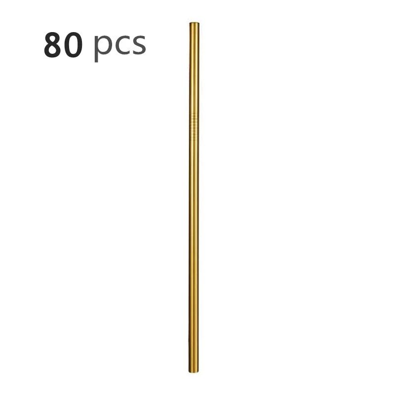 80Pcs 8mm*215mm Reusable Metal Straw 304 Stainless Steel Drinking Straight Bent Straws Eco-friendly Party Bar Accessories