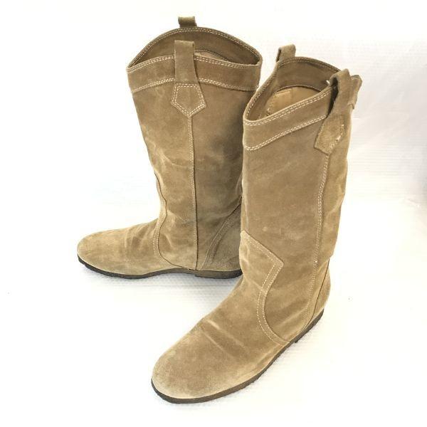 

Fabio Rusconi Crepe Sole Suede Leather Western Pecos Boots 22.5-23.5 Beige Shoes