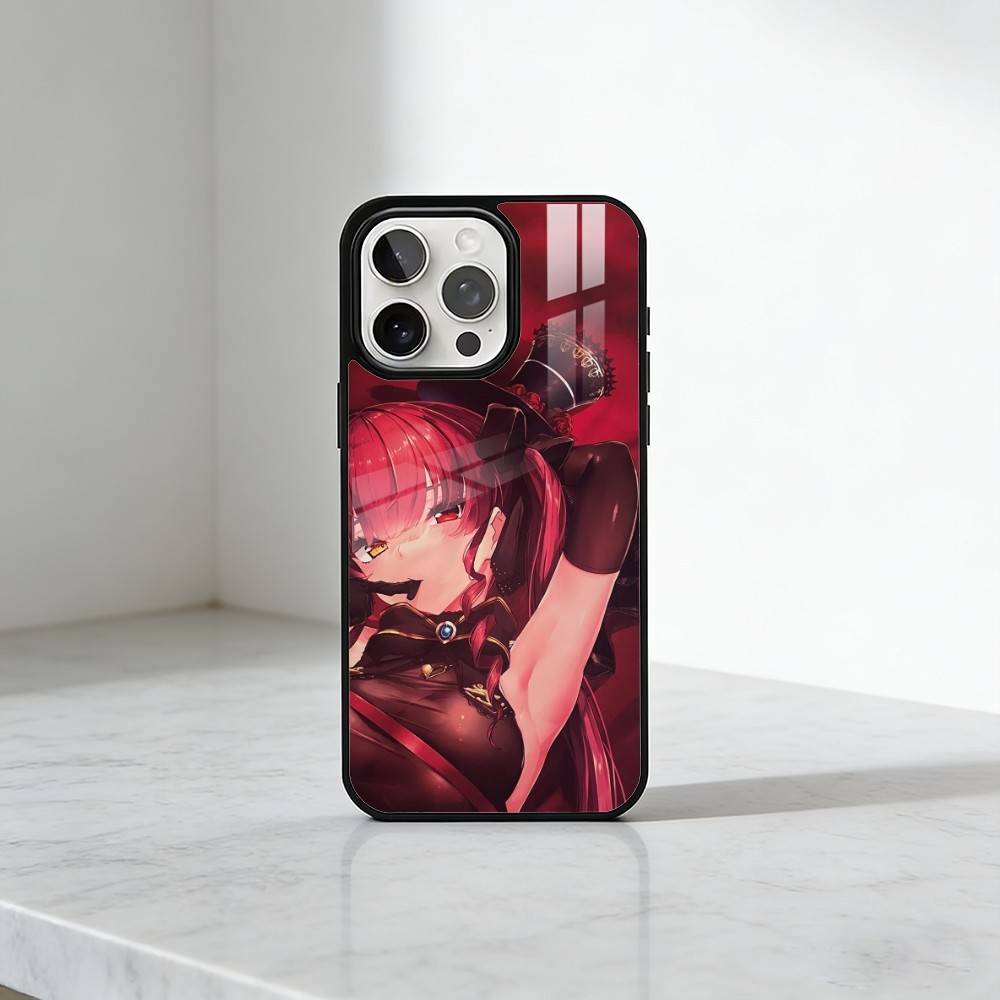 Houshou Marine Holo Pronted Phone Case For iPhone17,16,15,14,13 Plus,Pro Max Magnetic For Magsafe Wireless Charging