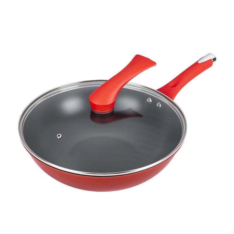 Shinda Zhentai Red Titanium Alloy Wok & Frying Pan