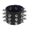 PU Leather Studded Bracelet Punk Spike Rivets Cuff Black Wristband Bracelet For Rock - themed Events