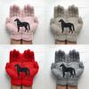 Women Full Finger Gloves Winter Cute Irregular Horse Stretchy Knitted Thermal Gloves Imitation Wool Short Hand Warmer