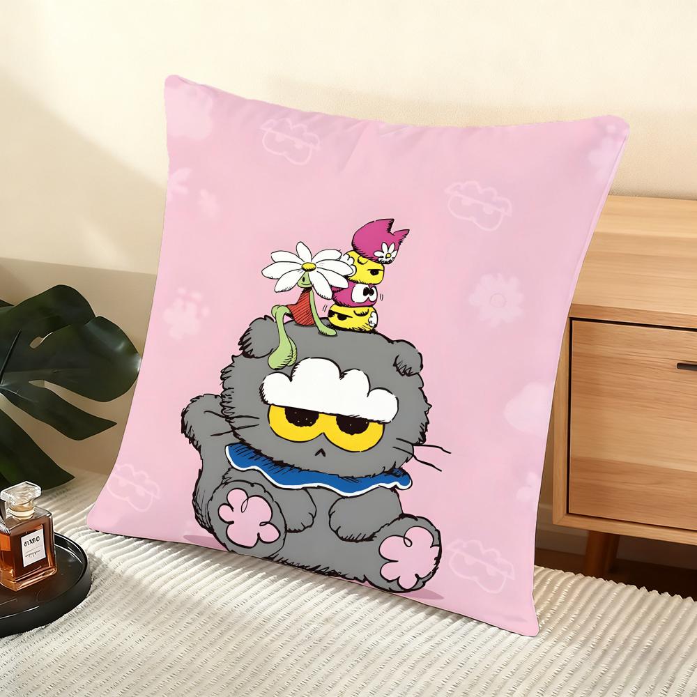 Cute Cat Cushion Cover Soft Short Plush Pillow Cover Smooth Cozy Texture Aesthetic Cushion Case Home Decor