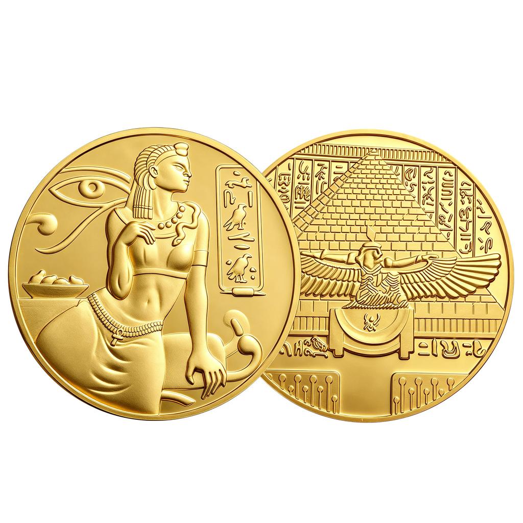 Ancient Egyptian Commemorative Coins Metal Museum Cultural and Creative, Commemorative Medals Collection Pyramid Pharaoh Relief Coins