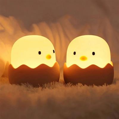 New Soft and Adorable Cute LED Animal Egg Shell Chick Night Light for Children - Functional, Cute, and USB Rechargeable Bedside