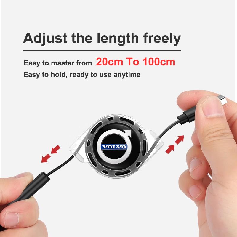 3-in-1 Micro Data Wire USB Type C Fast Charger For Volvo XC90 V90 V60 XC60 V40 EC40 EX40 S80 S60 S90 C40 XC40 V70 XC70 C30 C70