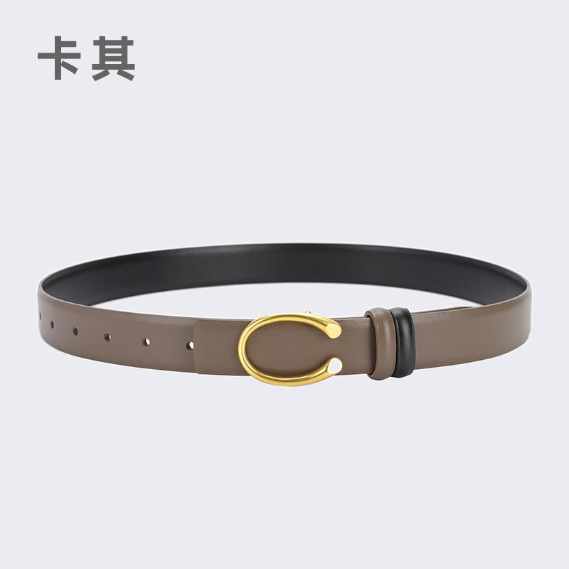Four Seasons Available New Simplified Version Double Sided Buckle Belt Alloy Women'S Belt Fashion Versatile Leather Decorative Thin Belt