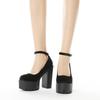 Primavera otoño zapatos de plataforma sexis para mujer zapatos de tacón alto grueso zapatos de plataforma de gamuza con suela de goma negra para mujer