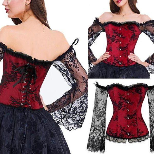 Lace Women's Long-sleeved Stitching Lace One-shoulder Wedding Corset Waist Corset
