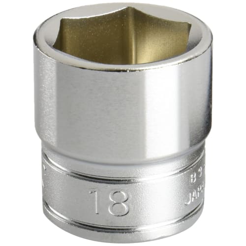 Kyoto Tool (KTC) Hexagonal Socket, B318, 18mm x 9.5mm Drive x 27mm Overall Length