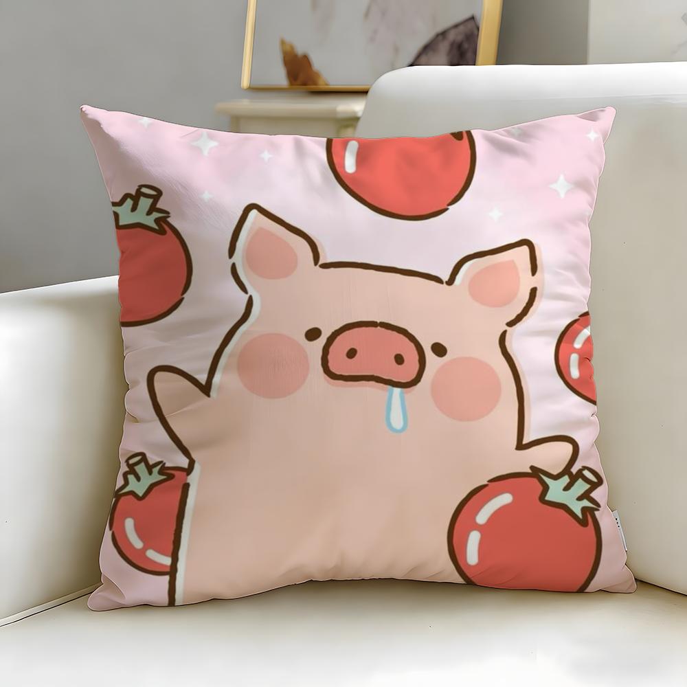 popular cartoon character pig pink Lulu Cushion Cover Soft & Easy-Wash Pillow Case – Versatile for Couch, Bed, Travel and Office