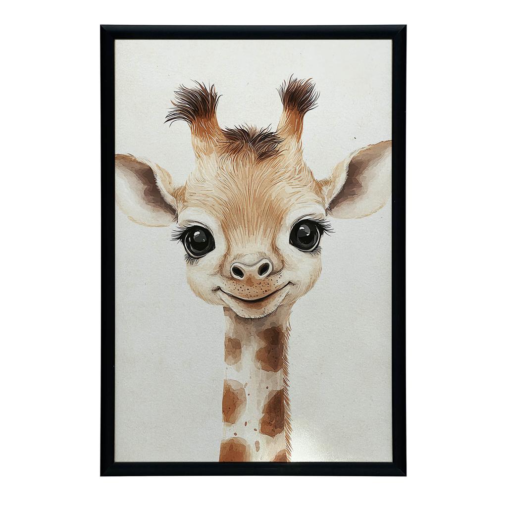 Poster Niedliche Kleine Giraffe Poster Niedliche Kleine Giraffe, 50X70 Cm, Holzrahmen Helle Eiche, Mattes Papier 230 Gsm