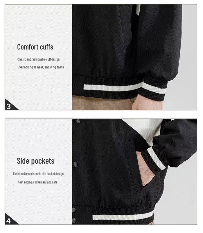 Men's American Vintage Patchwork Bomber Jacket - Trendy High Street Loose Casual Baseball Style