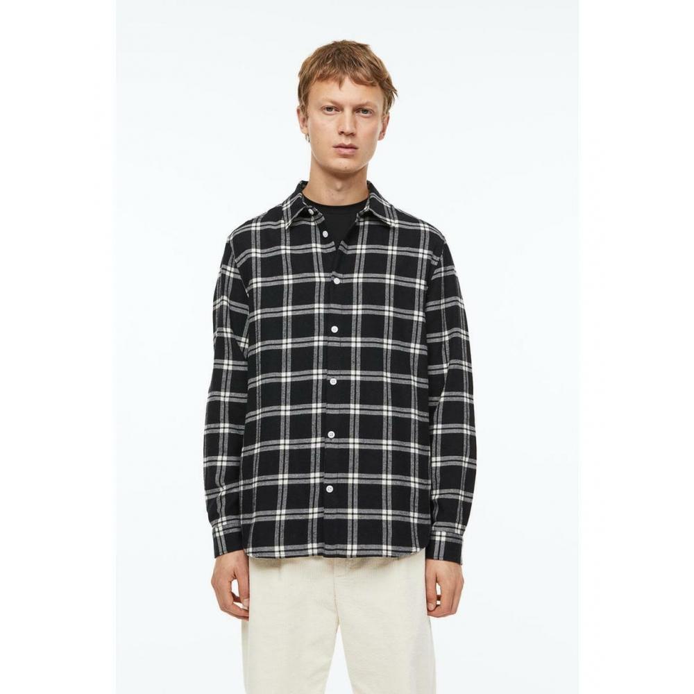 

H&M Regular Fit Check Shirt Black White Check 0827280017