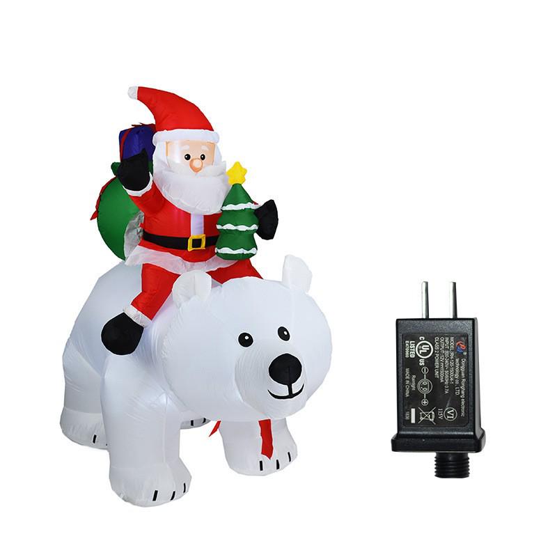 

Santa Claus Riding Polar Bear Light-Up Inflatable with Head-Shaking Action
