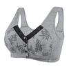 Grey Floral Print Front Closure Wireless Bra for Plus Size