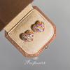 Wind Full Zircon Colored Diamond Love 925 Silver Needle Stud Earrings Commuter Versatile Earrings