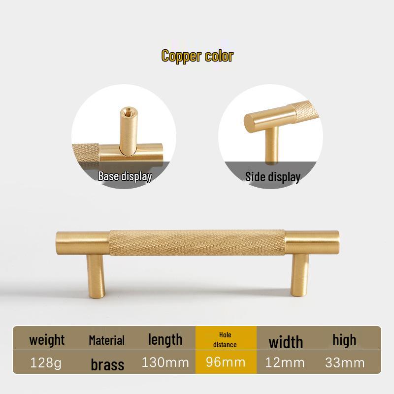 American Style Brass Wardrobe & Cabinet Door Handle - Retro French Copper Design