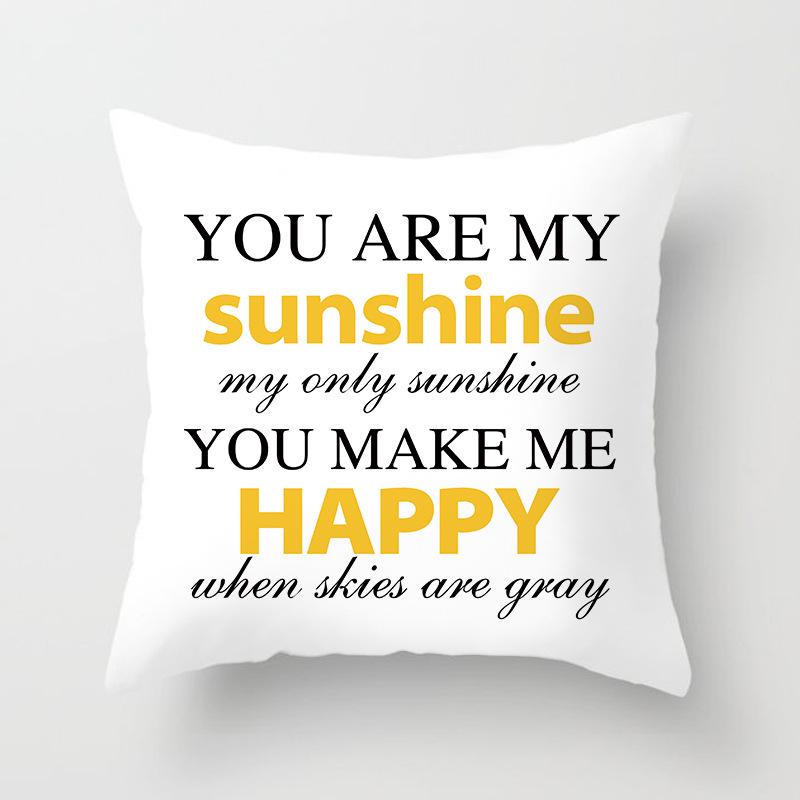 Modern Simple Pillow Letter Watercolor Print Pillow Cushion Cover Home Supplies