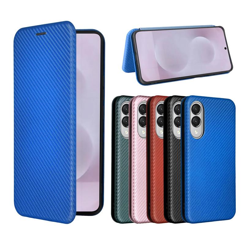 

Для Samsung Galaxy S25 Edge Flip Card Slot Carbon Fibre Magnetic Skin Leather Cover для Galaxy S25 Edge Противоударный чехол для телефона For Galaxy S25 Edge