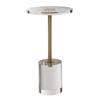 Clear Acrylic End Table, Acrylic Side Table with a Solid Base, 11.9 X 11.9 Inch Round Tabletop, 21.4 Inch High, for Coffee, Drink, Food, Snack Used In