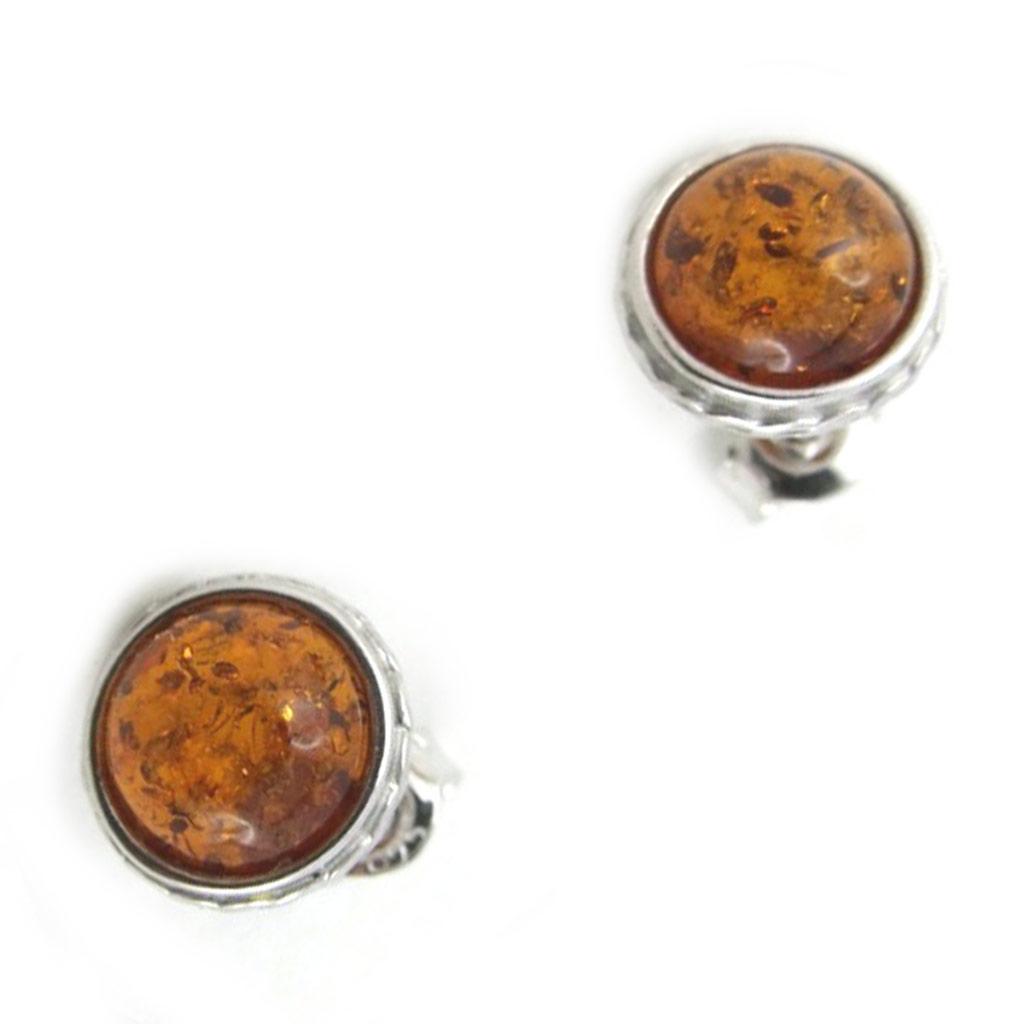 Les Trésors De Lily [N1992] - Cognac Amber 'Inspiration' Silver Earrings (rhodium-plated) - 10 Mm