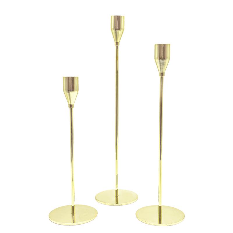 Gold-Plated Metal Candle Holder, Small Iron Art for Dining Table and Christmas Home Decoration