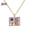 Stylish Women Necklace Birth Flower Necklace Floral Book Pendant January