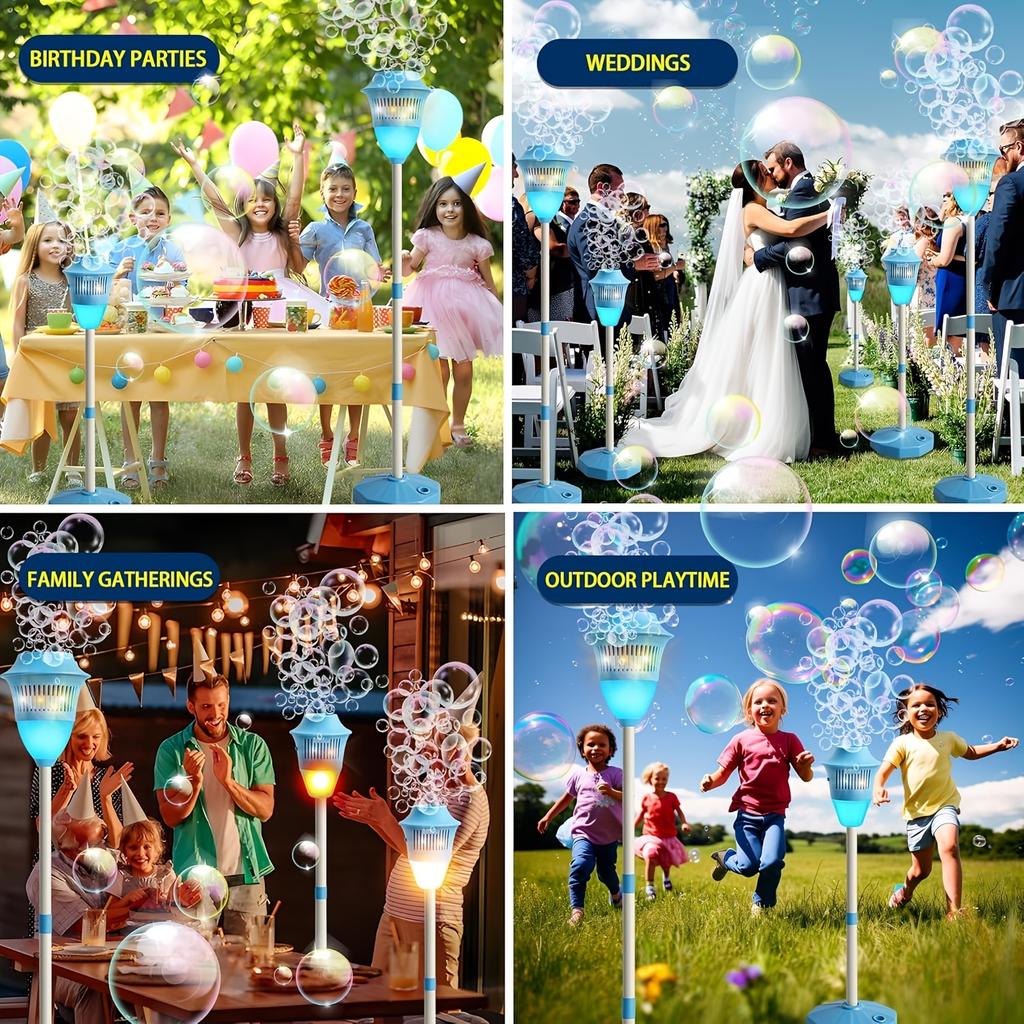 47-inch Music Standing Bubble Machine Toy, Lightweight Outdoor Standing Bubble Machine, Children's Bubble Machine. It Features Adjustable Height