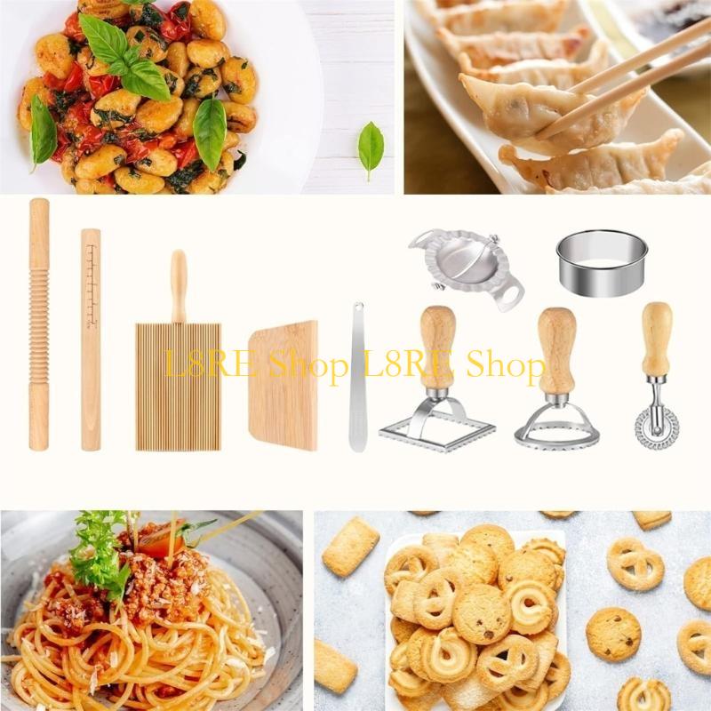 L8RE Multifuntional Pastas Making Essentials Rolling Pin and Dough Cutter