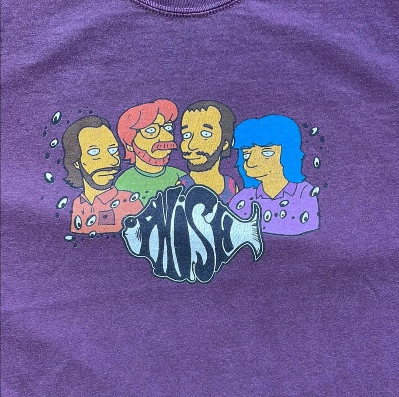 Винтажная футболка PHISH x The Simpsons, мультяшная группа, S-4XL, унисекс, хлопок, BL1469 3XL