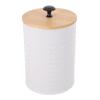 White Metal Countertop Canister Airtight Seal Bamboo Lid Coffee Beans Tea Leaves Sugar Cubes Grains Storage Jar Kitchen
