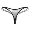 Damen String mit niedriger Taille, transparent, bestickt, mit Perlenmassage und offenem Schritt