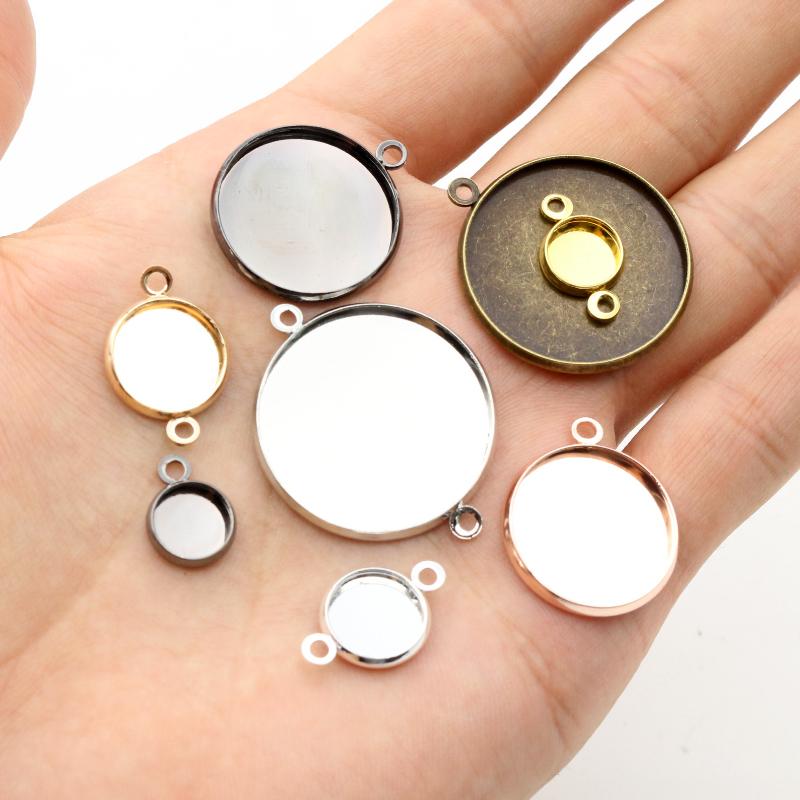 8-25mm Single/Double Loops Round Cabochon Base Tray Bezels Blank Setting Supplies For Jewelry Making Findings Bracelet Pendant