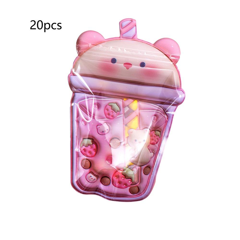 20pcs 3D Goodies Sealed Bags Bear Wrapping Bags Cute Self-sealing Bags New Year Gift