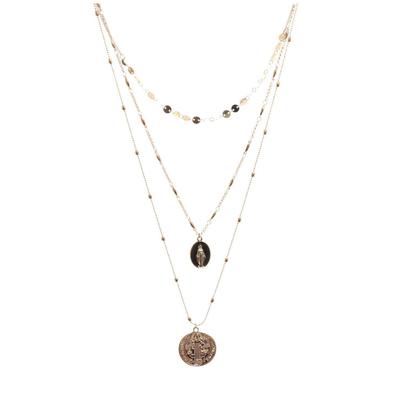 [Q5831] - Golden 'Carmen' Designer Necklace (3 Rows) - 42-55 and 72 Cm