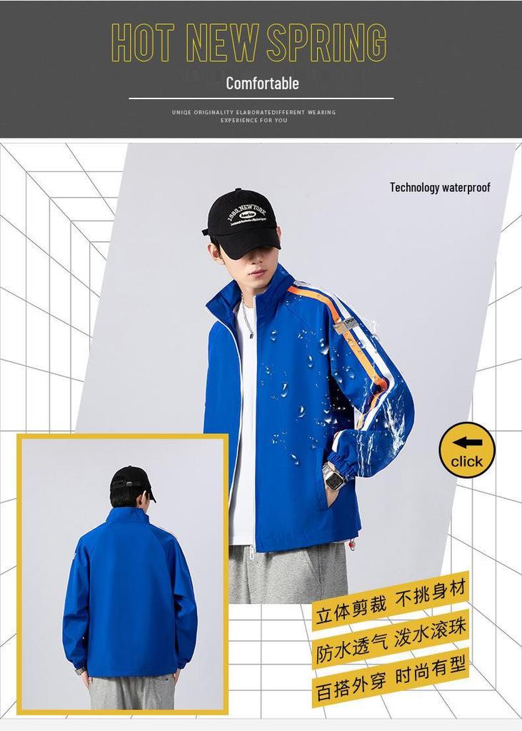 Men's Trendy Spring Baseball Jacket - Casual Outerwear with Long Sleeves and Printed Logo