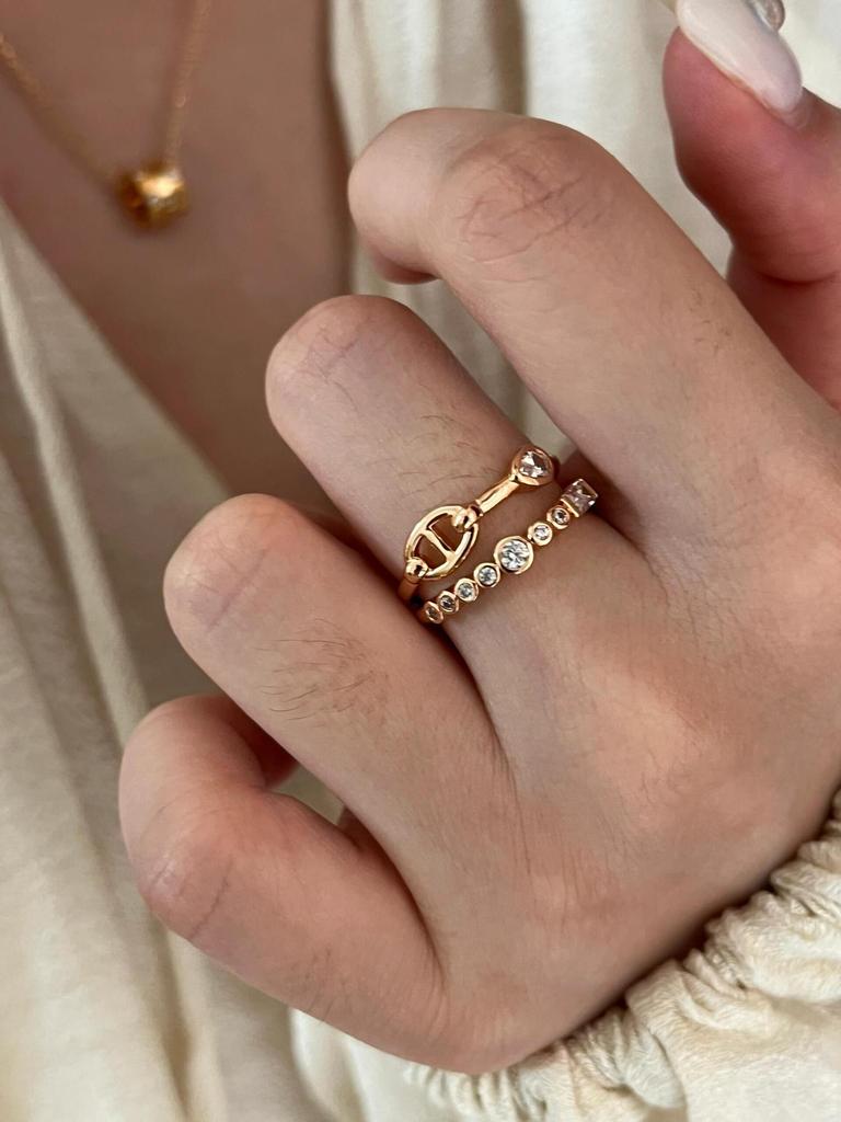 Hochwertiger, vergoldeter Diamant-Pagodenring im H-Stil – Vielseitiges Modeaccessoire im europäischen und amerikanischen Stil