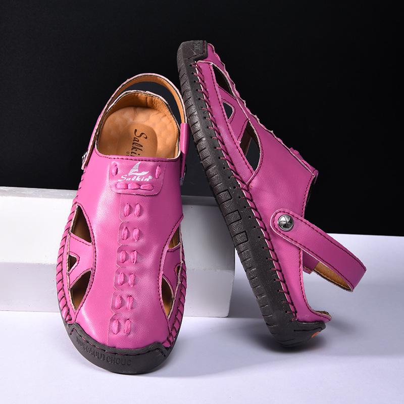 Women's Colorful Closed-Toe Hollow Sandals: Summer Casual Beach Shoes, Plus Size Available